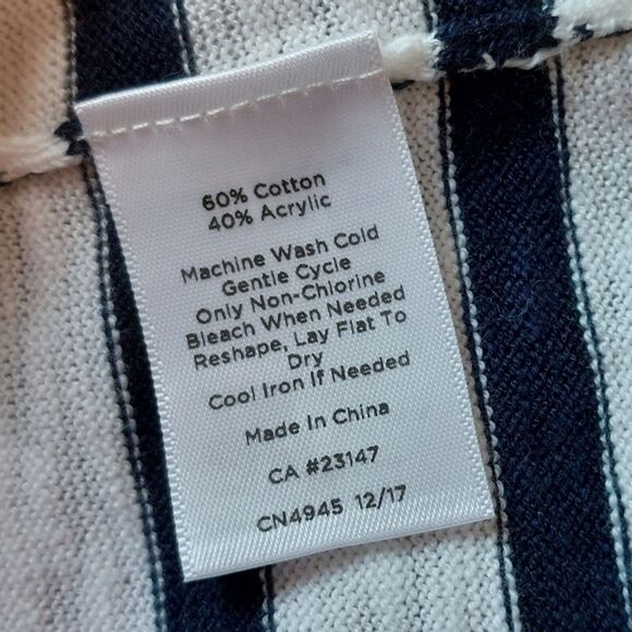 Talbots Cotton Blend V-Neck Black White Stripe 3/4 Sleeves Knit Top Size S NWT - Picture 10 of 10